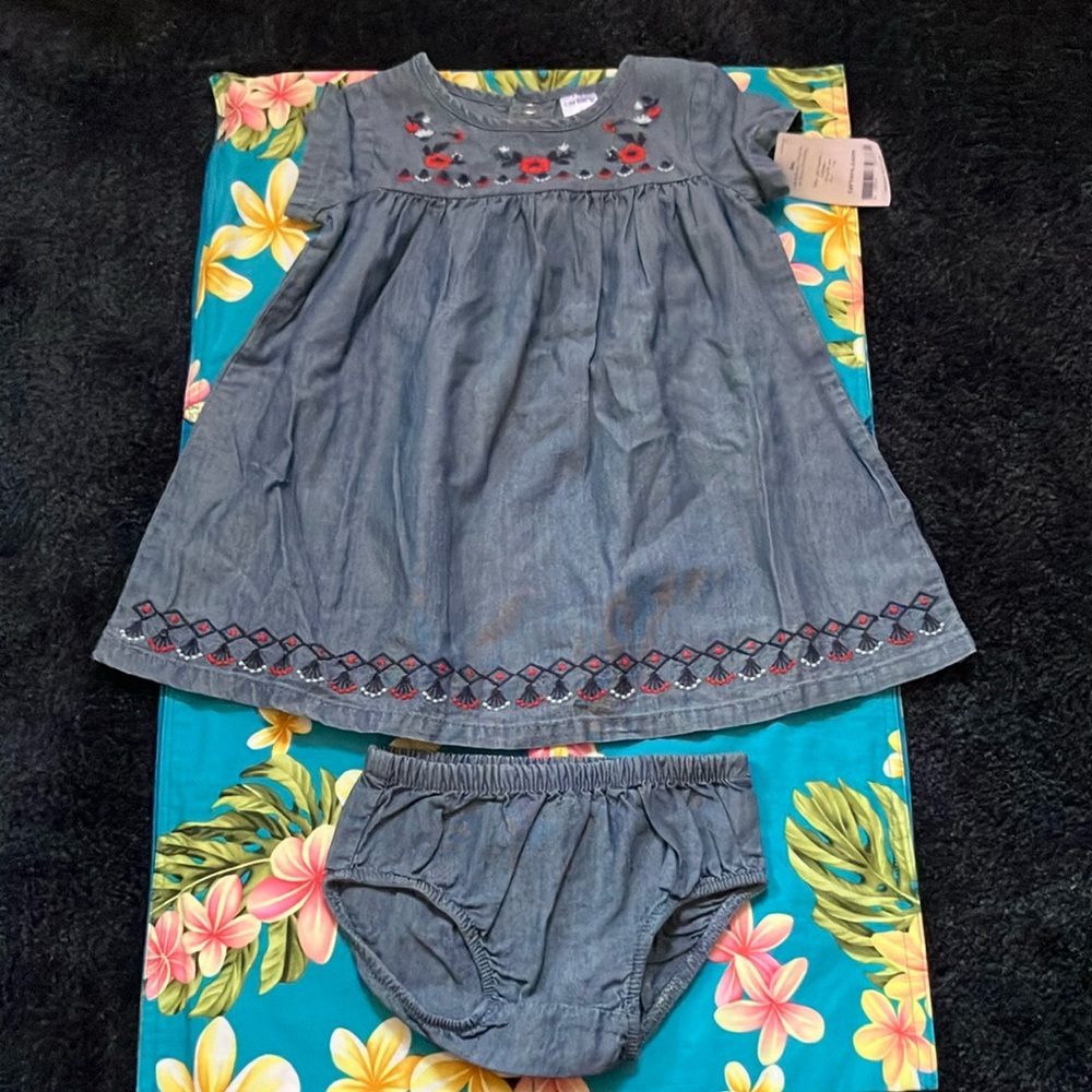 NWT Adorable Baby Dress with Bloomers from Carter’s. 9 months. 100% cotton.